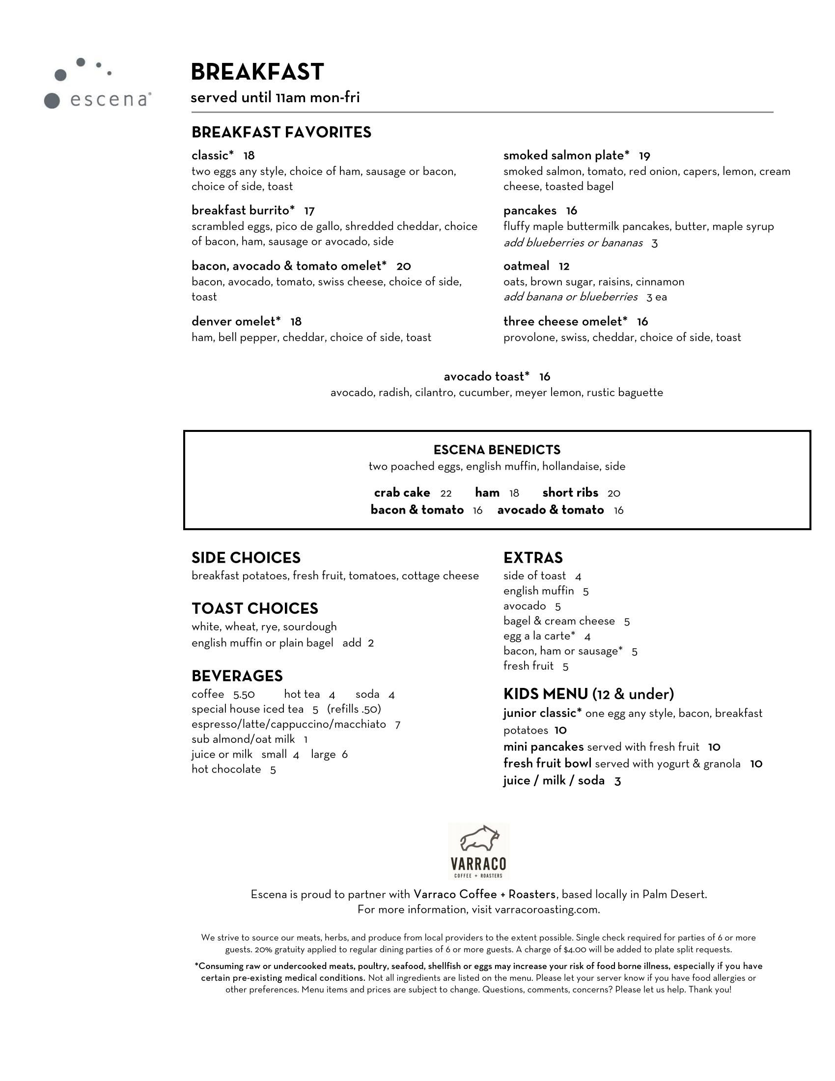 Breakfeast Menu
