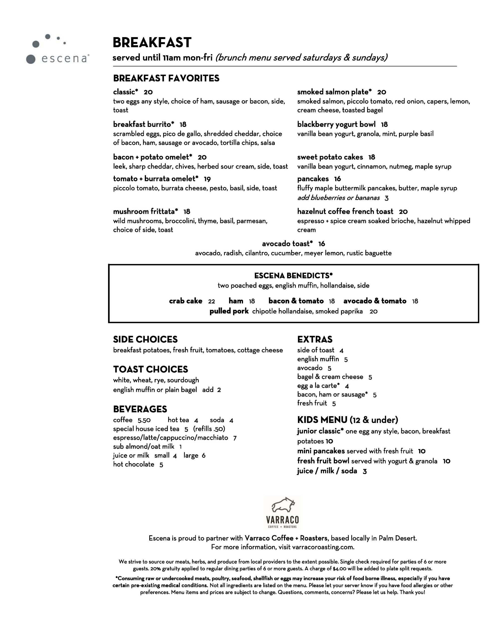 Breakfeast Menu
